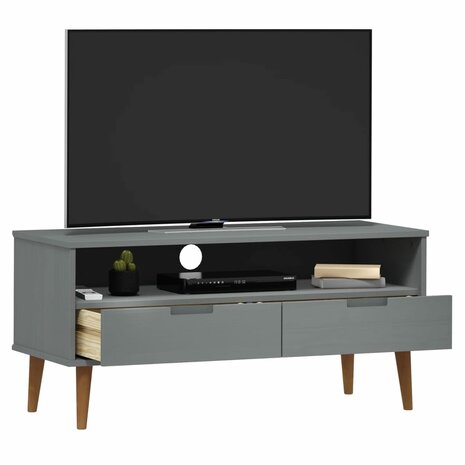 Tv-meubel MOLDE 106x40x49 cm massief grenenhout grijs 3