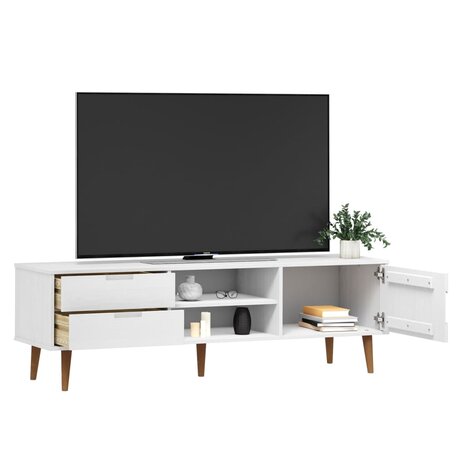 Tv-meubel MOLDE 158x40x49 cm massief grenenhout wit 3