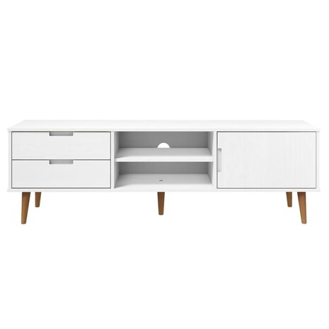 Tv-meubel MOLDE 158x40x49 cm massief grenenhout wit 4