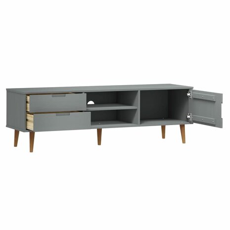 Tv-meubel MOLDE 158x40x49 cm massief grenenhout grijs 5