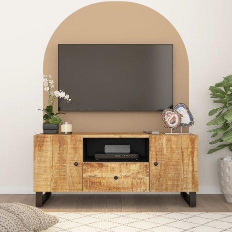 Tv-meubel 105x33,5x46 cm massief mangohout en bewerkt hout 1