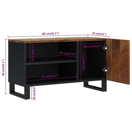 Tv-meubel 80x33x46 cm massief hout gerecycled en bewerkt hout 9