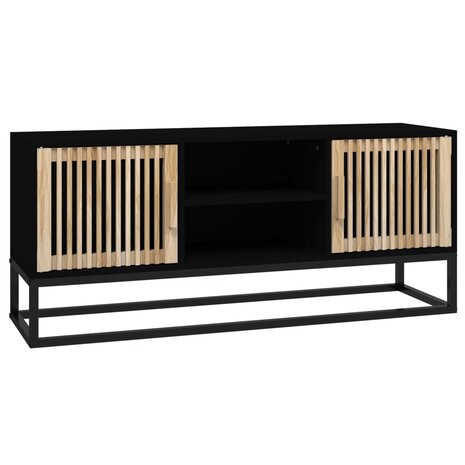 Tv-meubel 105x30x45 cm bewerkt hout en ijzer zwart 2