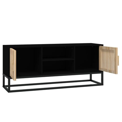 Tv-meubel 105x30x45 cm bewerkt hout en ijzer zwart 4