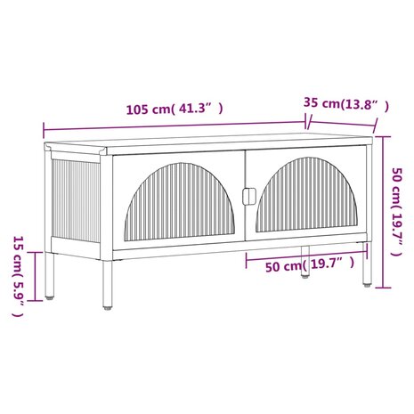 Tv-meubel 105x35x50 cm glas en staal zwart 11