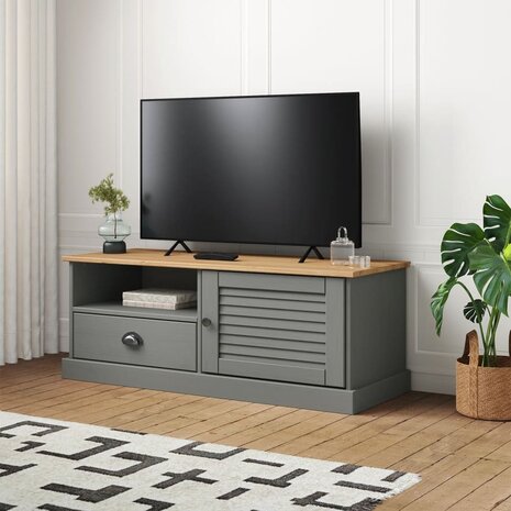 Tv-meubel VIGO 106x40x40 cm massief grenenhout grijs 1