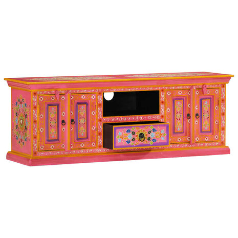 Tv-meubel 110x30x40 cm massief mangohout roze 2