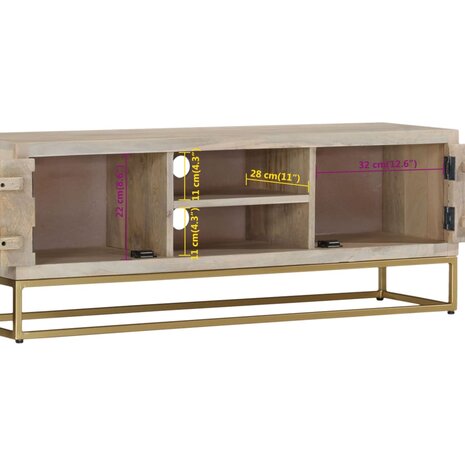 Tv-meubel 110x30x40 cm massief gebleekt mangohout 11