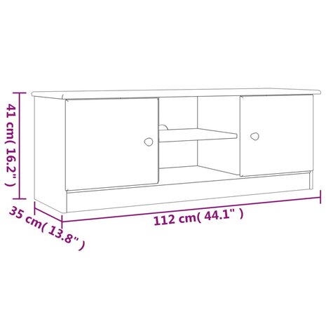 TV-meubel ALTA 112x35x41 cm massief grenenhout 8