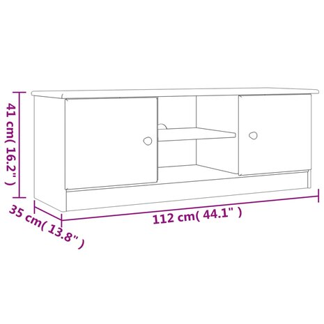 TV-meubel ALTA 112x35x41 cm massief grenenhout wit 8