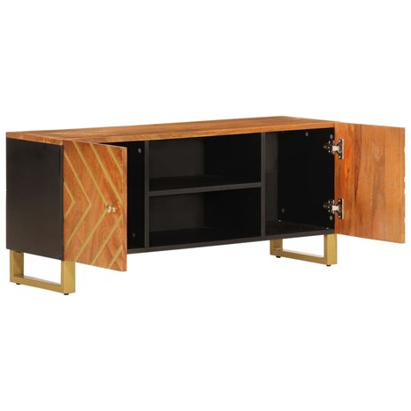 Tv-meubel 105x33,5x46 cm massief mangohout bruin en zwart 3