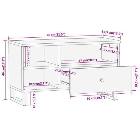 Tv-meubel 80x33,5x46 cm massief mangohout bruin en zwart 12