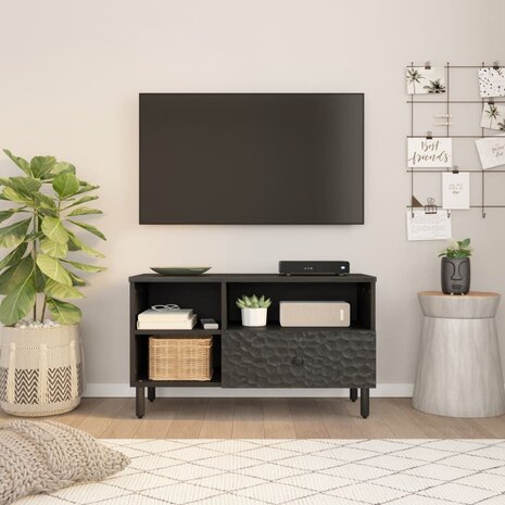 Tv-meubel 80x33x46 cm massief mangohout zwart 2