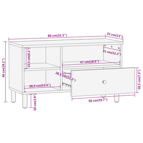 Tv-meubel 80x33x46 cm massief mangohout 11