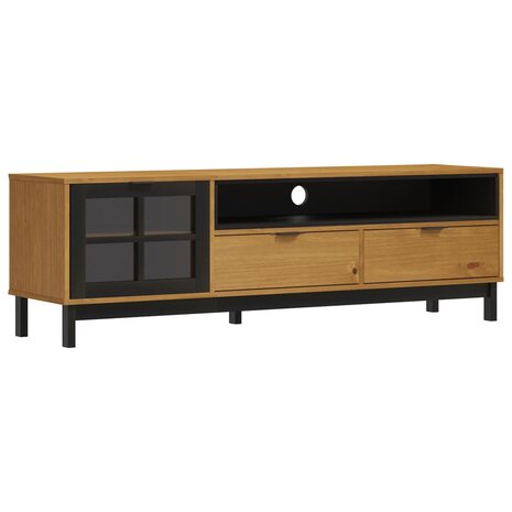 TV-meubel met glazen deur FLAM 158x40x50 cm massief grenenhout 2