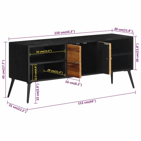 Tv-meubel 112x31x45 cm massief gerecycled teakhout 10