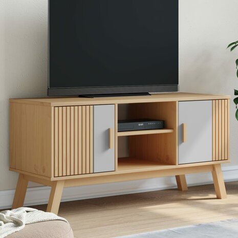 Tv-meubel OLDEN 114x43x57 cm grenenhout grijs en bruin 1