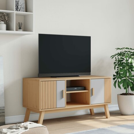 Tv-meubel OLDEN 114x43x57 cm grenenhout grijs en bruin 3