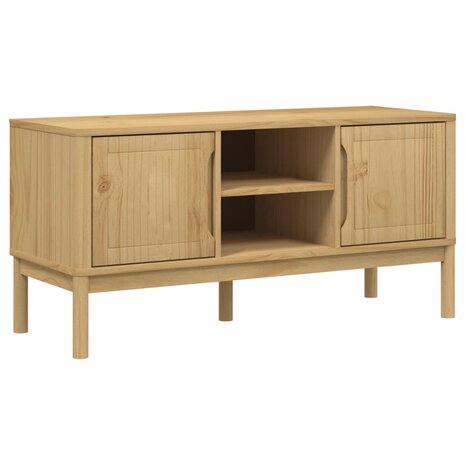 Tv-meubel FLORO 114x43x55 cm massief grenenhout wasbruin 2