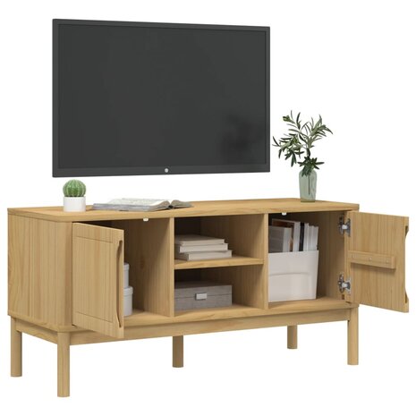 Tv-meubel FLORO 114x43x55 cm massief grenenhout wasbruin 4