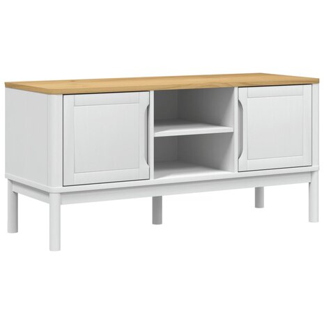 Tv-meubel FLORO 114x43x55 cm massief grenenhout wit 2