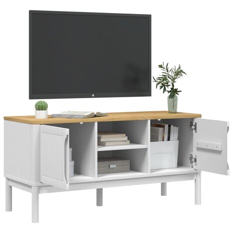 Tv-meubel FLORO 114x43x55 cm massief grenenhout wit 4