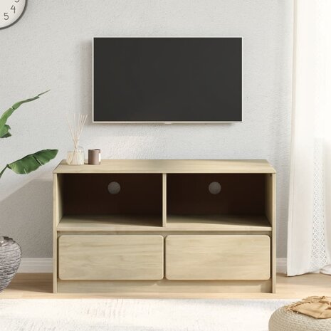 Tv-meubel SAUDA 99x43x55 cm massief grenenhout eikenkleurig 3