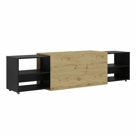 FMD TV-meubel 194,5x39,9x49,2 cm artisan eiken en zwart 4