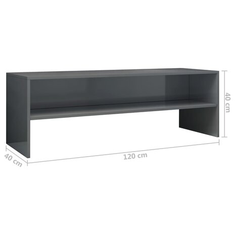 Tv-meubel 120x40x40 cm bewerkt hout hoogglans grijs 6