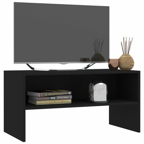 Tv-meubel 80x40x40 cm bewerkt hout zwart 3