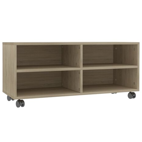 Tv-meubel met wieltjes 90x35x35 cm bewerkt hout sonoma eiken 2