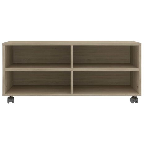 Tv-meubel met wieltjes 90x35x35 cm bewerkt hout sonoma eiken 4