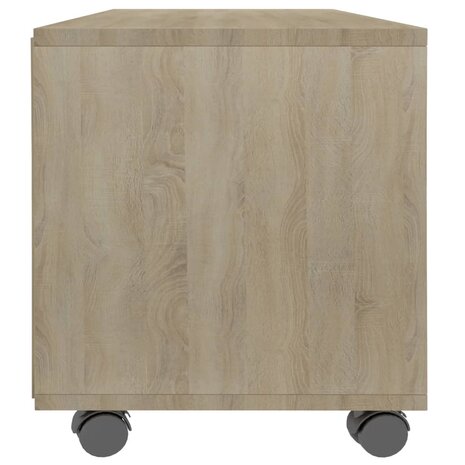 Tv-meubel met wieltjes 90x35x35 cm bewerkt hout sonoma eiken 5