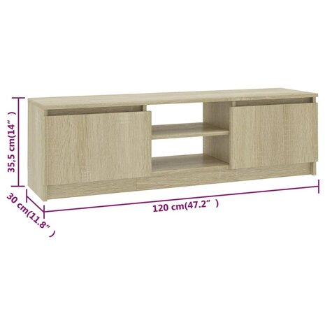 Tv-meubel 120x30x35,5 cm bewerkt hout sonoma eikenkleurig 7