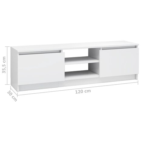 Tv-meubel 120x30x35,5 cm bewerkt hout hoogglans wit 8