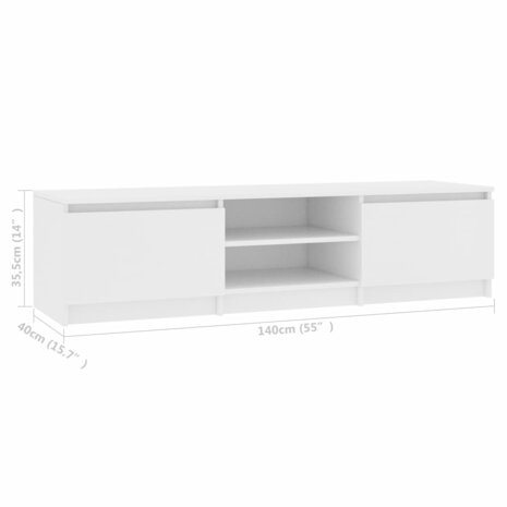 Tv-meubel 140x40x35,5 cm bewerkt hout wit 7