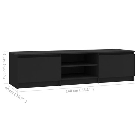 Tv-meubel 140x40x35,5 cm bewerkt hout zwart 7