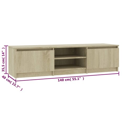 Tv-meubel 140x40x35,5 cm bewerkt hout sonoma eikenkleurig 7