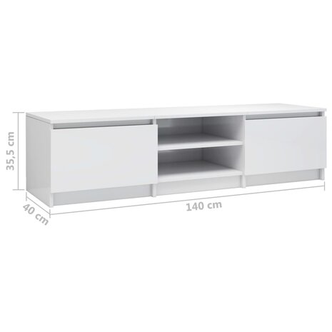 Tv-meubel 140x40x35,5 cm bewerkt hout hoogglans wit 7