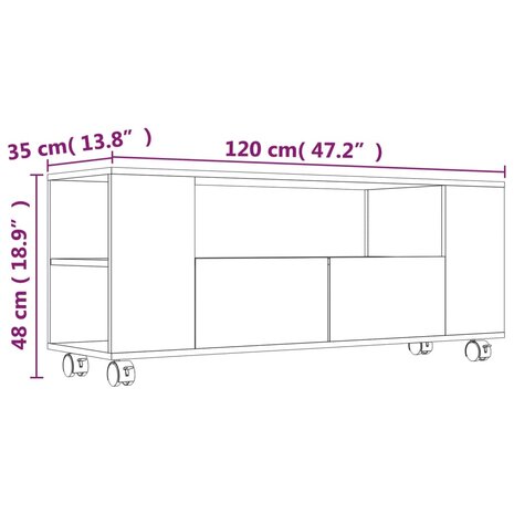 Tv-meubel 120x35x48 cm bewerkt hout grijs 6