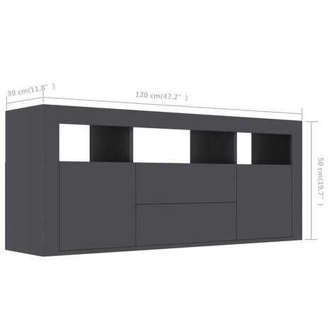 Tv-meubel 120x30x50 cm bewerkt hout grijs 8