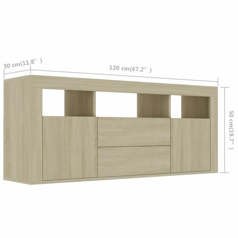 Tv-meubel 120x30x50 cm bewerkt hout sonoma eikenkleurig 8