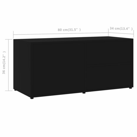 Tv-meubel 80x34x36 cm bewerkt hout zwart 10