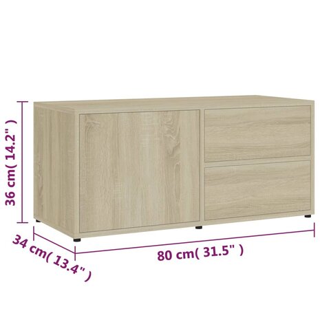 Tv-meubel 80x34x36 cm bewerkt hout sonoma eikenkleurig 10