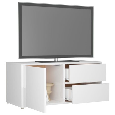 Tv-meubel 80x34x36 cm bewerkt hout hoogglans wit 5