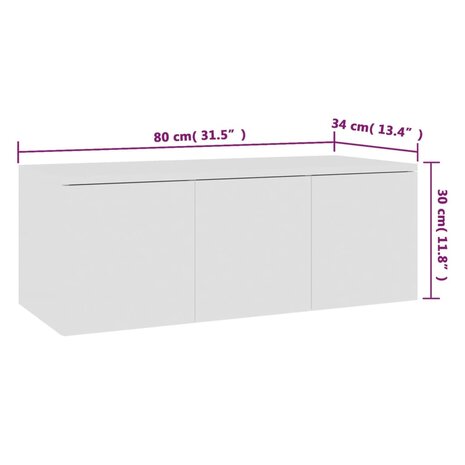 Tv-meubel 80x34x30 cm bewerkt hout wit 8