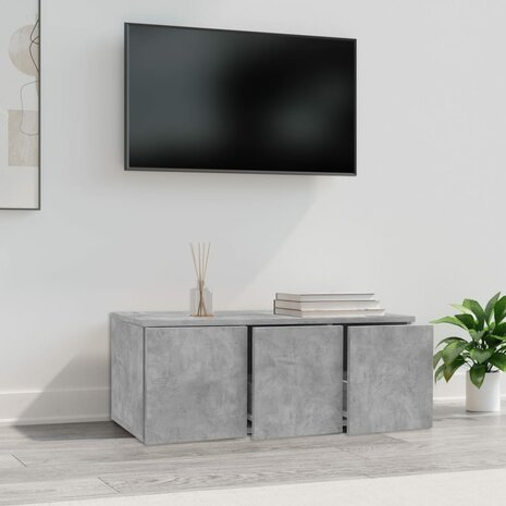 Tv-meubel 80x34x30 cm bewerkt hout betongrijs 3