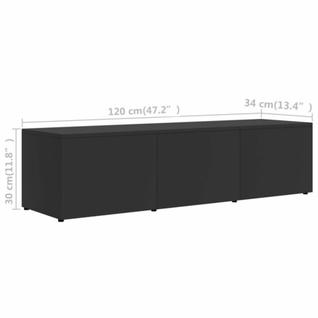 Tv-meubel 120x34x30 cm bewerkt hout grijs 9