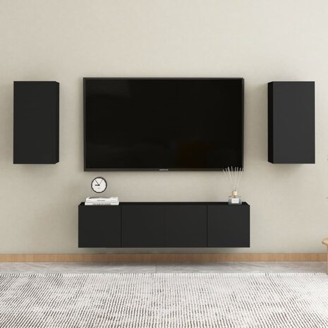 Tv-meubel 30,5x30x60 cm bewerkt hout zwart 12