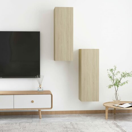 Tv-meubels 2 st 30,5x30x90 cm bewerkt hout sonoma eikenkleurig 10